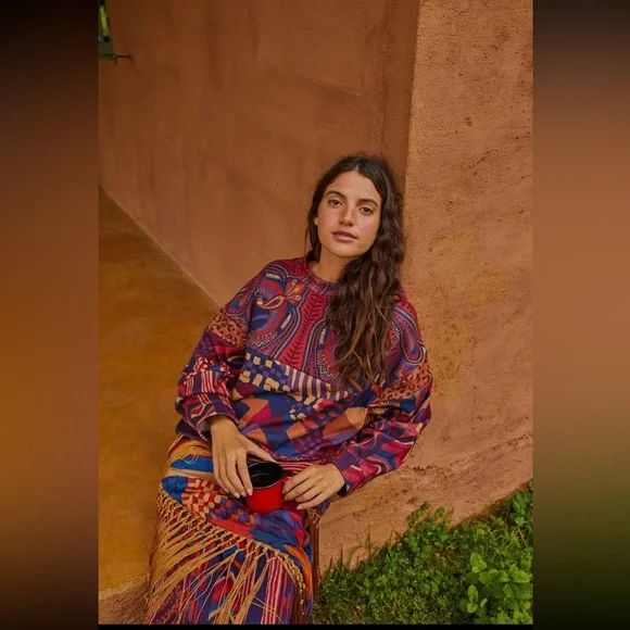 FARM RIO mixed print tunic sweatshirt Size XS NWT - Picture 5 of 6